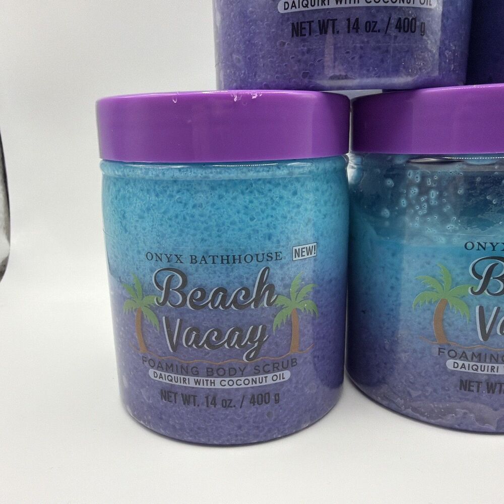 5 Onyx Bathhouse Beach Vacay Foaming Body Scrub w/ Coconut Oil 14 oz Jars - Picture 6 of 8